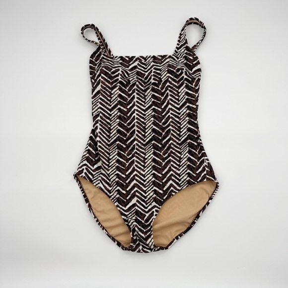 GOTTEX Brown and White Patterned One Piece Swimsuit size 14 women’s - Picture 9 of 9
